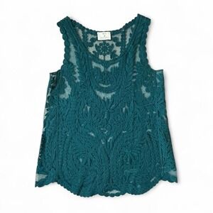 Pins and Needles Soft Burnout Velvet Lace Top Crochet Scalloped Hem Sleeveless M